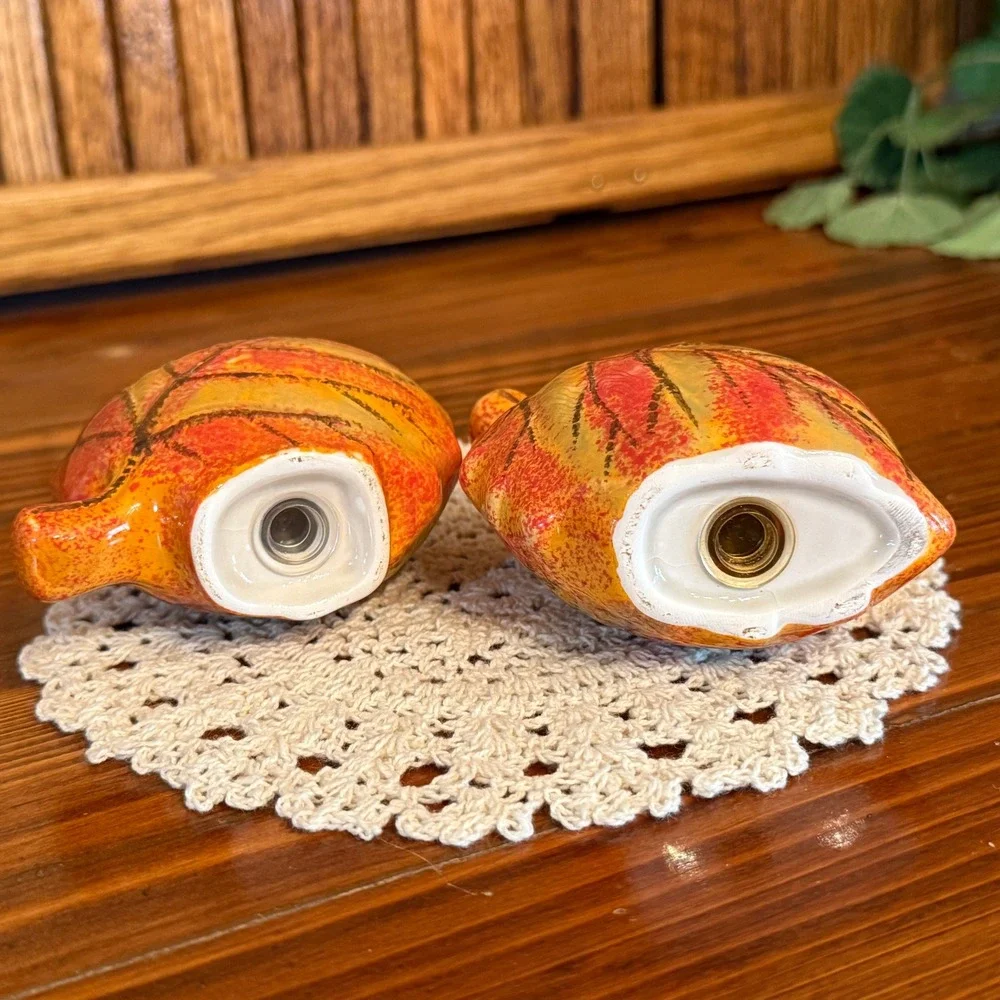Leaf Salt and Pepper Shakers Set Orange Excellent Fall Harvest Decor